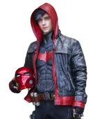 Red Hood Jacket made from red and black leather material