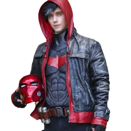 Red Hood Jacket made from red and black leather material