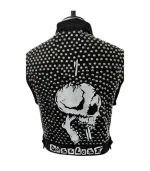 juice wrld vest back view showing black denim texture