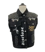 juice wrld vest front view in black denim material