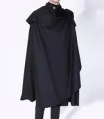 Mens 1901 Black Wool Cloak in black premium wool with soft velvet lining and stand up collar