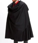 Mens 1901 Black and Red Cloak in premium wool look with long cape shape and vintage style