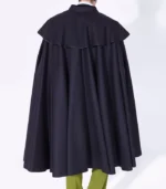 Mens 1901 Navy Burgundy Wool Cloak back view with long drape, rich tones, and clean rear shape