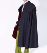 Mens 1901 Navy Burgundy Wool Cloak with deep navy burgundy color and classic open cape style