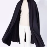 Mens Alfonso Blue Wool Cloak with elegant blue wool fabric, long cape cut, and refined menswear appeal