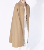 Mens Alfonso Long Brown Wool Cape with rich brown wool finish, long fall, and classic cape style