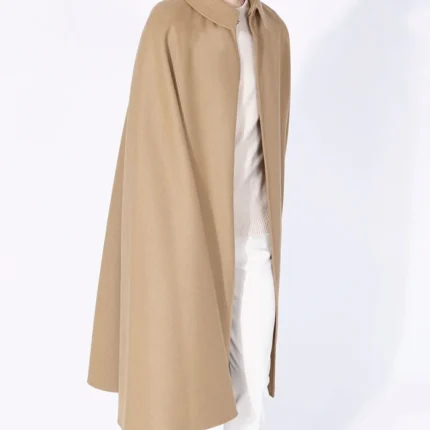 Mens Alfonso Long Brown Wool Cape with rich brown wool finish, long fall, and classic cape style