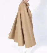 Mens Alfonso Long Brown Wool Cape with warm camel brown tone, long wool drape, and clean shape