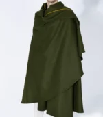 Mens Alfonso Long Green Wool Cape with rich green wool drape and refined long cape silhouette