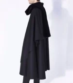 Mens Black Alfonso Wool Cape with a clean black finish, long cape cut, and refined men’s outerwear look
