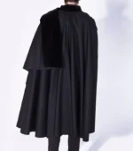Mens Black Alfonso Wool Cape back view showing the full black drape, wide fall, and smooth rear finish