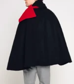 Mens Byron Black Wool Cape back view showing full black wool fall and smooth rear cape structure