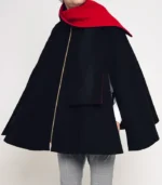 Mens Byron Black Wool Cape with scarf detail, black wool finish, and smart winter-ready cape style