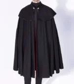 Mens Classic 1901 Wool Cloak with black burgundy color, long wool drape, and refined men’s cape look