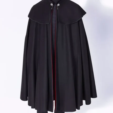 Mens Classic 1901 Wool Cloak with black burgundy color, long wool drape, and refined men’s cape look