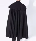 Mens Classic 1901 Wool Cloak back view showing long black burgundy drape and clean rear cape shape