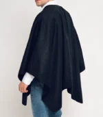 Mens Clint Wool Poncho Charcoal back view showing full wool fall and clean rear poncho shape