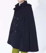 Mens Wool Trench Navy Port Cap with classic navy wool drape and structured trench cape design