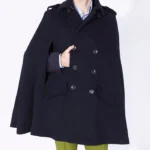 Mens Wool Trench Navy Port Cap featuring a clean navy wool look and timeless trench cape cut