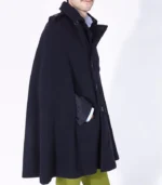 Mens Wool Trench Navy Port Cap in deep navy wool with elegant trench-inspired cape styling
