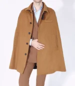Mr Darcy Brown Wool Cape with rich brown finish, button front style, and classic menswear shape